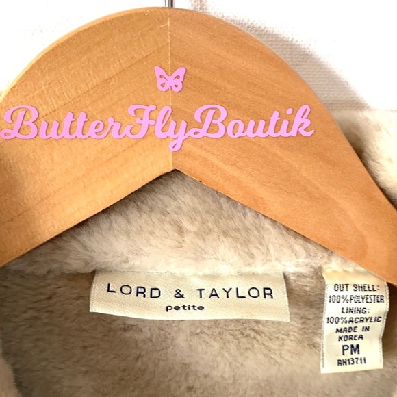 Lord & Taylor Faux Suede Shearling Jacket, Sz PM - Picture 9 of 13